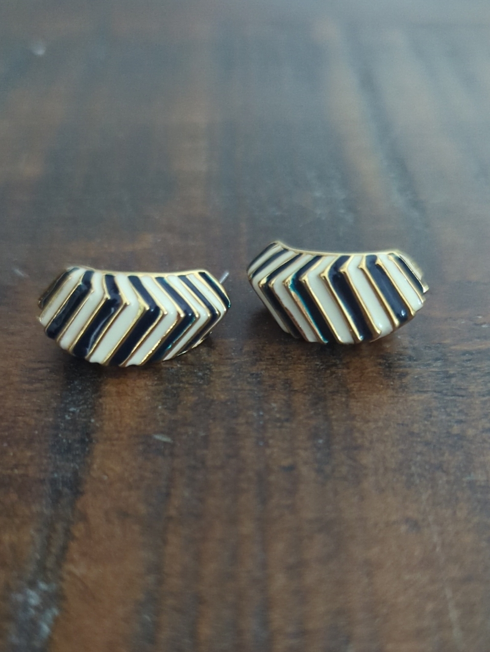 Joan Rivers Gold-Tone Black and White Earrings